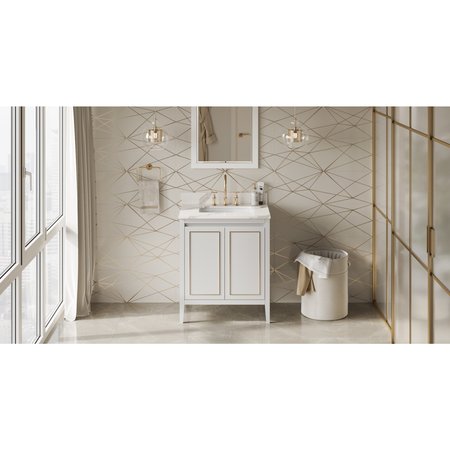 JEFFREY ALEXANDER 30In. White Percival Vanity, Calacatta Vienna Quartz Vanity Top, Undermount Rectangle Bowl VKITPER30WHCQR